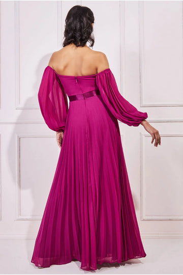 Bardot Chiffon Pleated Maxi Goddiva